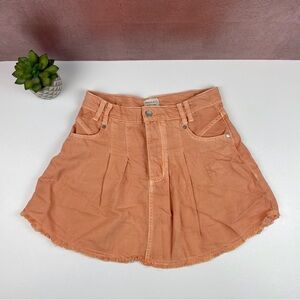 Pilcro and the Letterpress Peach Corduroy Pleated Mini Skirt